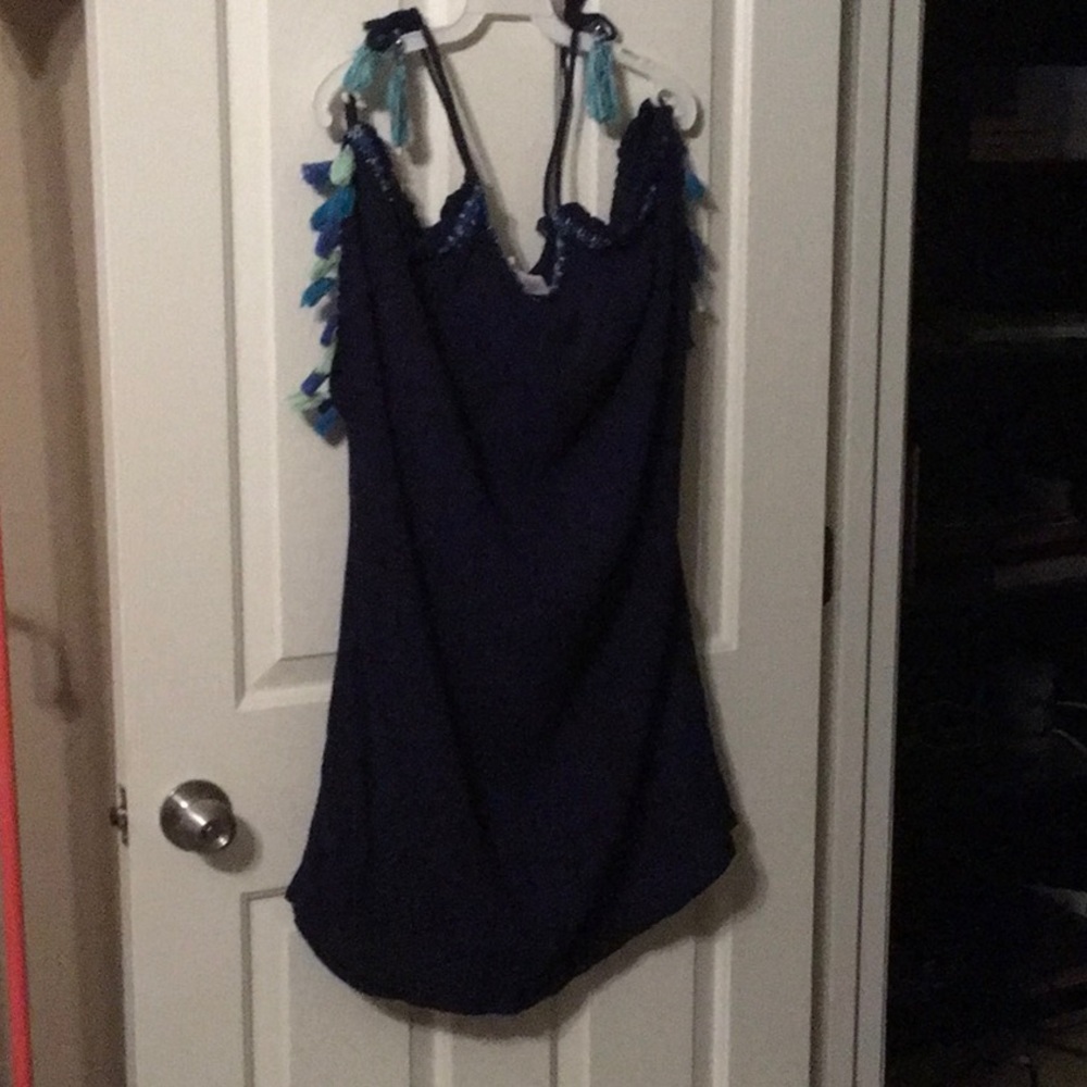 Blue cold shoulder dress